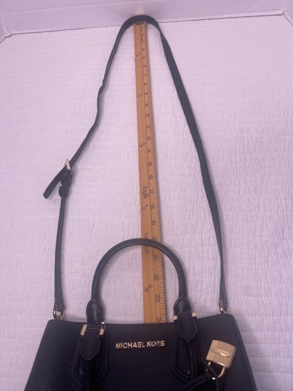 Michael Kors Adele Pebbled Leather Medium Messenger Satchel Crossbody Bag Purse - Picture 6 of 12